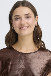 Franny metallic stretch T-shirt by Fransa - chocolate - Blue Sky Fashions & Lingerie