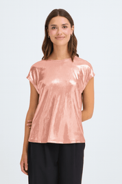 Franny metallic stretch T-shirt by Fransa - rose gold - Blue Sky Fashions & Lingerie