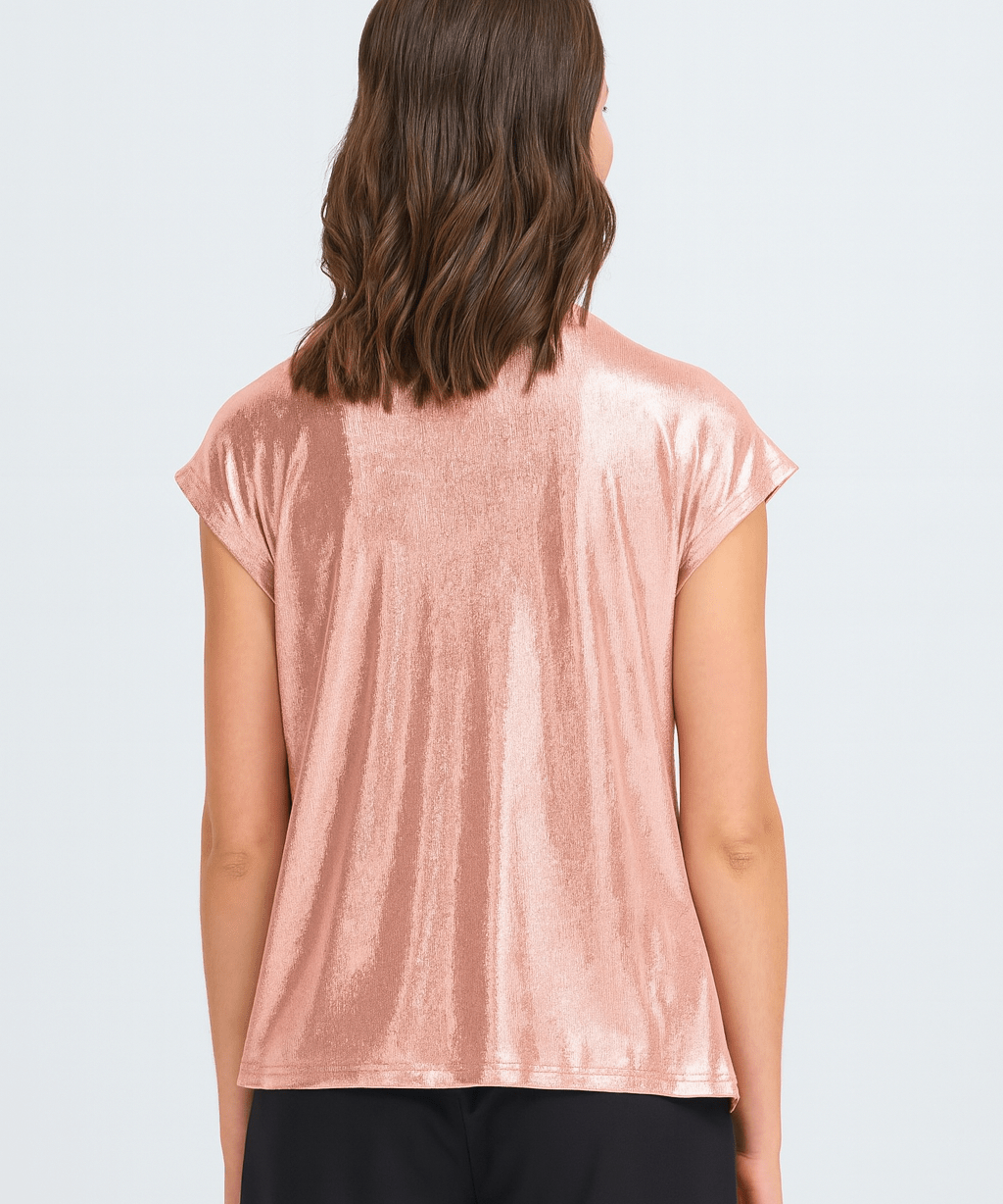 Franny metallic stretch T-shirt by Fransa - rose gold - Blue Sky Fashions & Lingerie