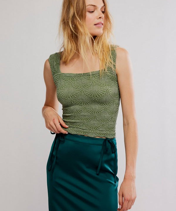 Free People Love Letter Cami - Elm Green - Blue Sky Fashions & Lingerie