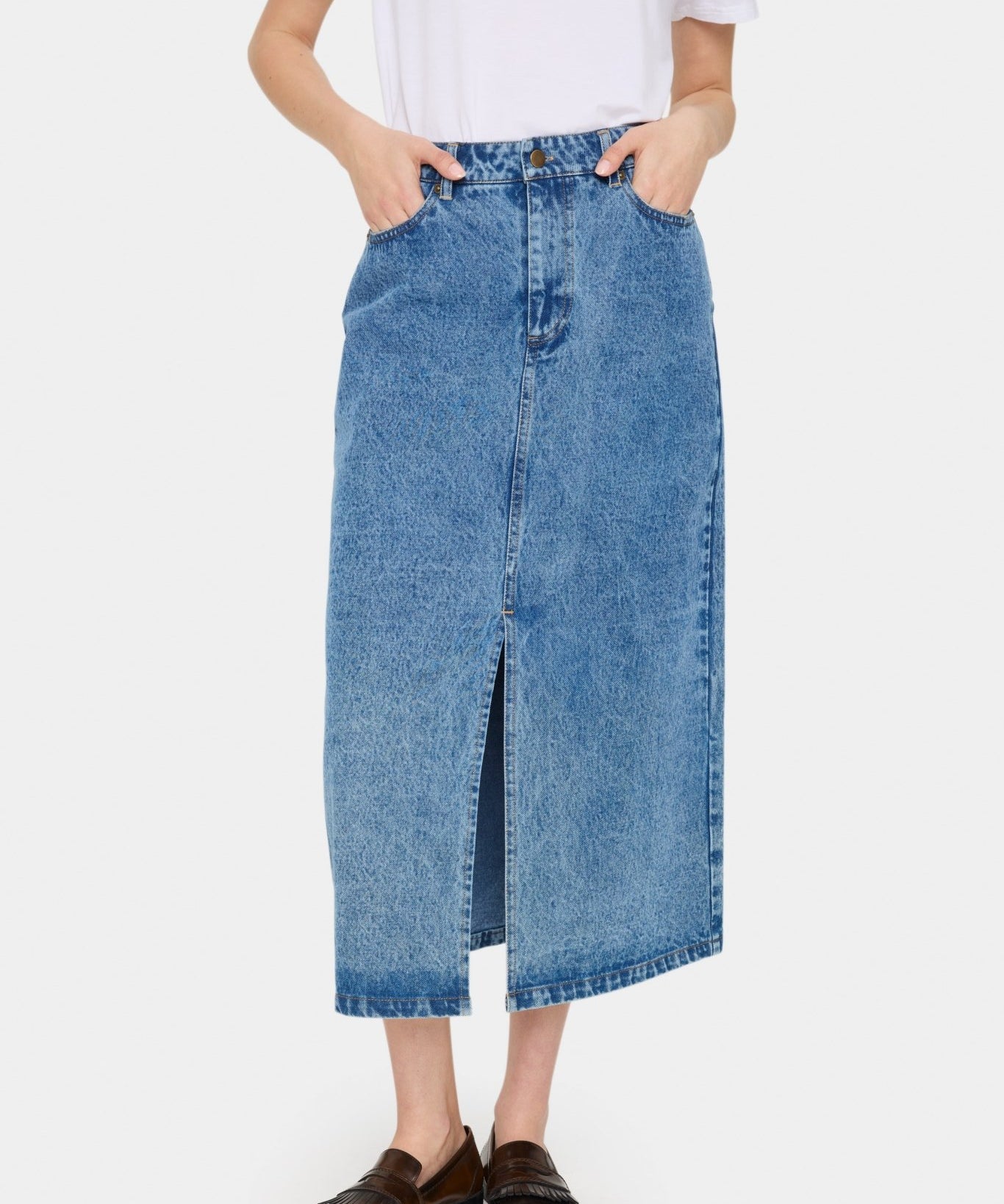 Gabi Denim Skirt - Medium Blue Denim - Blue Sky Fashions & Lingerie