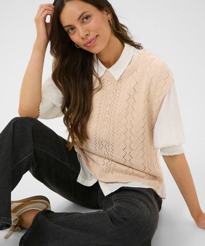 Gattie Knit Slipover Vest by Cream - Blue Sky Fashions & Lingerie