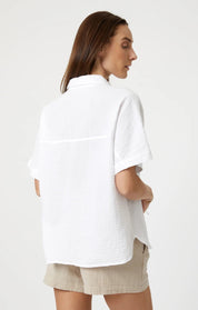 Gauze Short Sleeve Shirt - White - Blue Sky Fashions & Lingerie