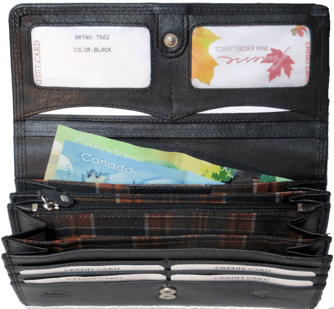 Genuine Cowhide Leather Ladies RFID Wallet - Black 7502R - Blue Sky Fashions & Lingerie