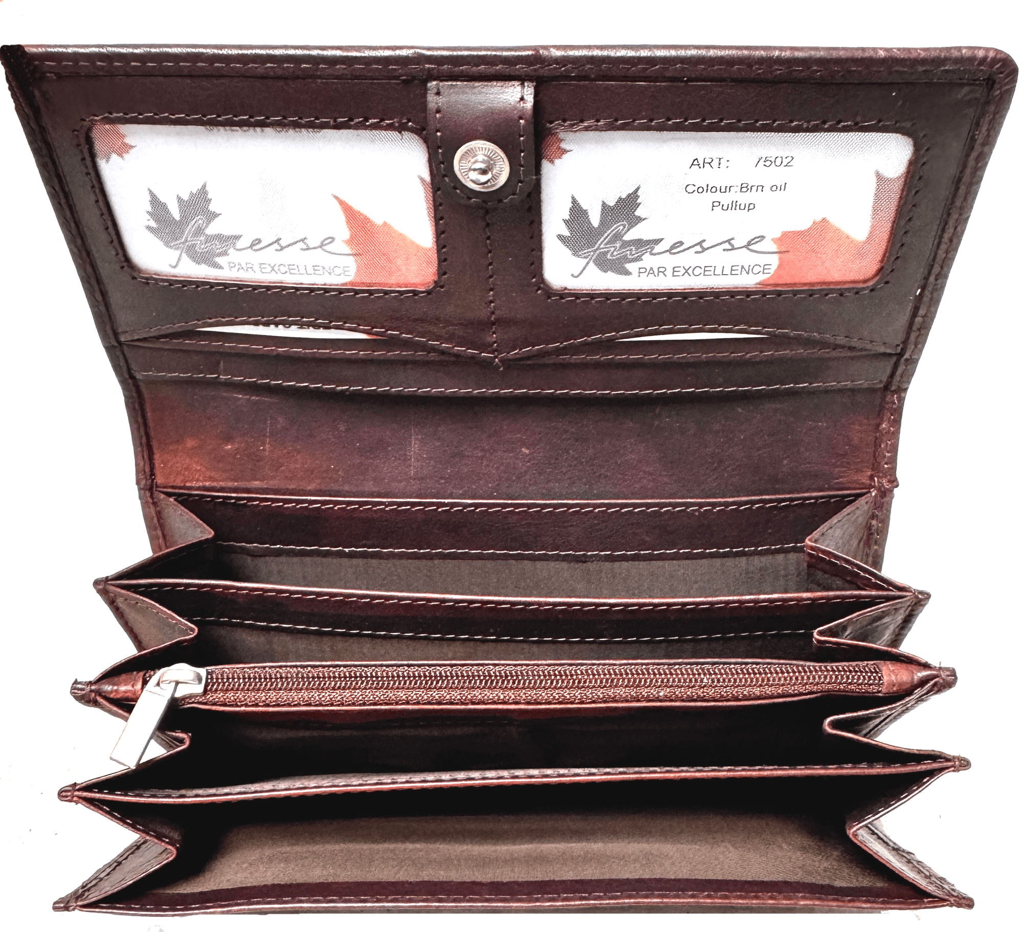Genuine Cowhide Leather Ladies RFID Wallet - Brown 7502R - Blue Sky Fashions & Lingerie