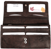 Genuine Cowhide Leather Ladies RFID Wallet - Brown 7502R - Blue Sky Fashions & Lingerie