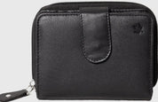 Genuine Cowhide Leather Ladies RFID Zipper Wallet - Black 7509 - R - Blue Sky Fashions & Lingerie
