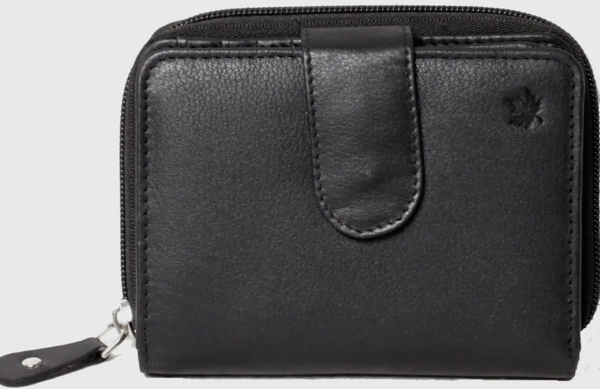 Genuine Cowhide Leather Ladies RFID Zipper Wallet - Black 7509 - R - Blue Sky Fashions & Lingerie