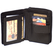 Genuine Cowhide Leather Ladies RFID Zipper Wallet - Black 7509 - R - Blue Sky Fashions & Lingerie