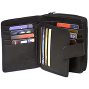 Genuine Cowhide Leather Ladies RFID Zipper Wallet - Black 7509 - R - Blue Sky Fashions & Lingerie