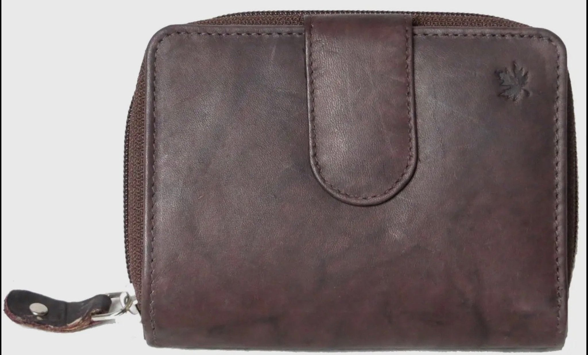 Genuine Cowhide Leather Ladies RFID Zipper Wallet - Brown 7509 - R - Blue Sky Fashions & Lingerie