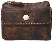 Genuine Cowhide Leather Zipper Unisex Change Purse 8527 - Blue Sky Fashions & Lingerie