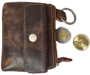 Genuine Cowhide Leather Zipper Unisex Change Purse 8527 - Blue Sky Fashions & Lingerie