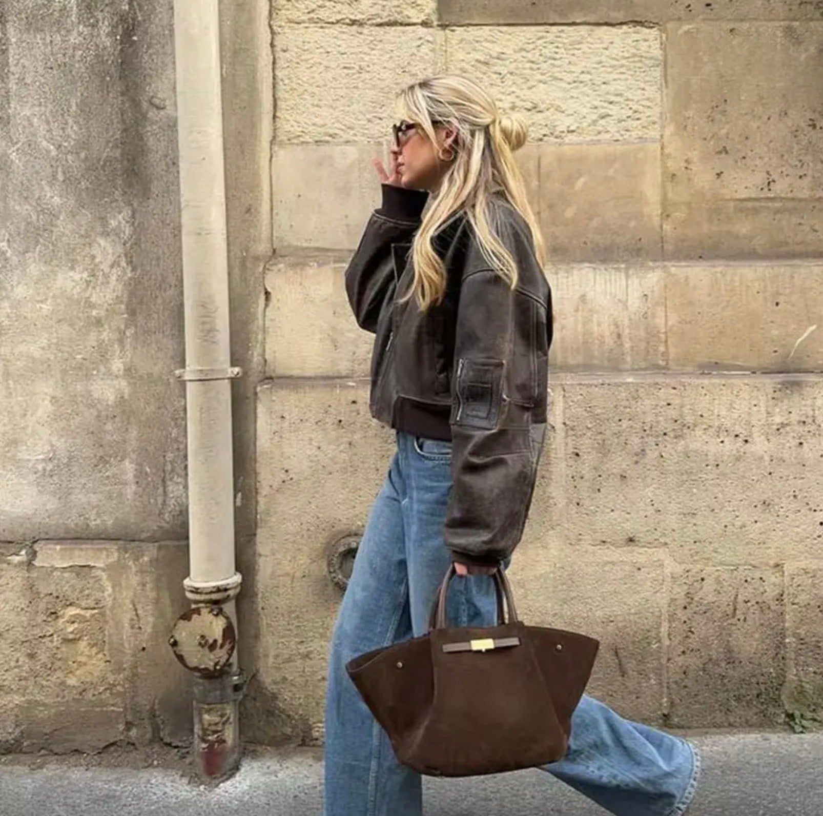 Genuine Italian Suede Leather Handbag - Burgundy - Blue Sky Fashions & Lingerie