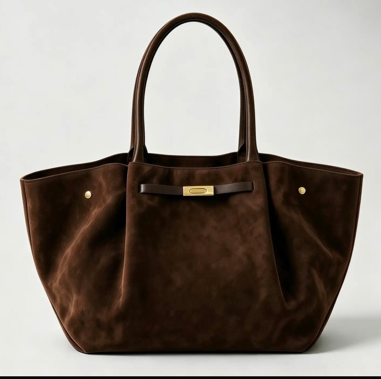 Genuine Italian Suede Leather Handbag - Dark Brown - Blue Sky Fashions & Lingerie