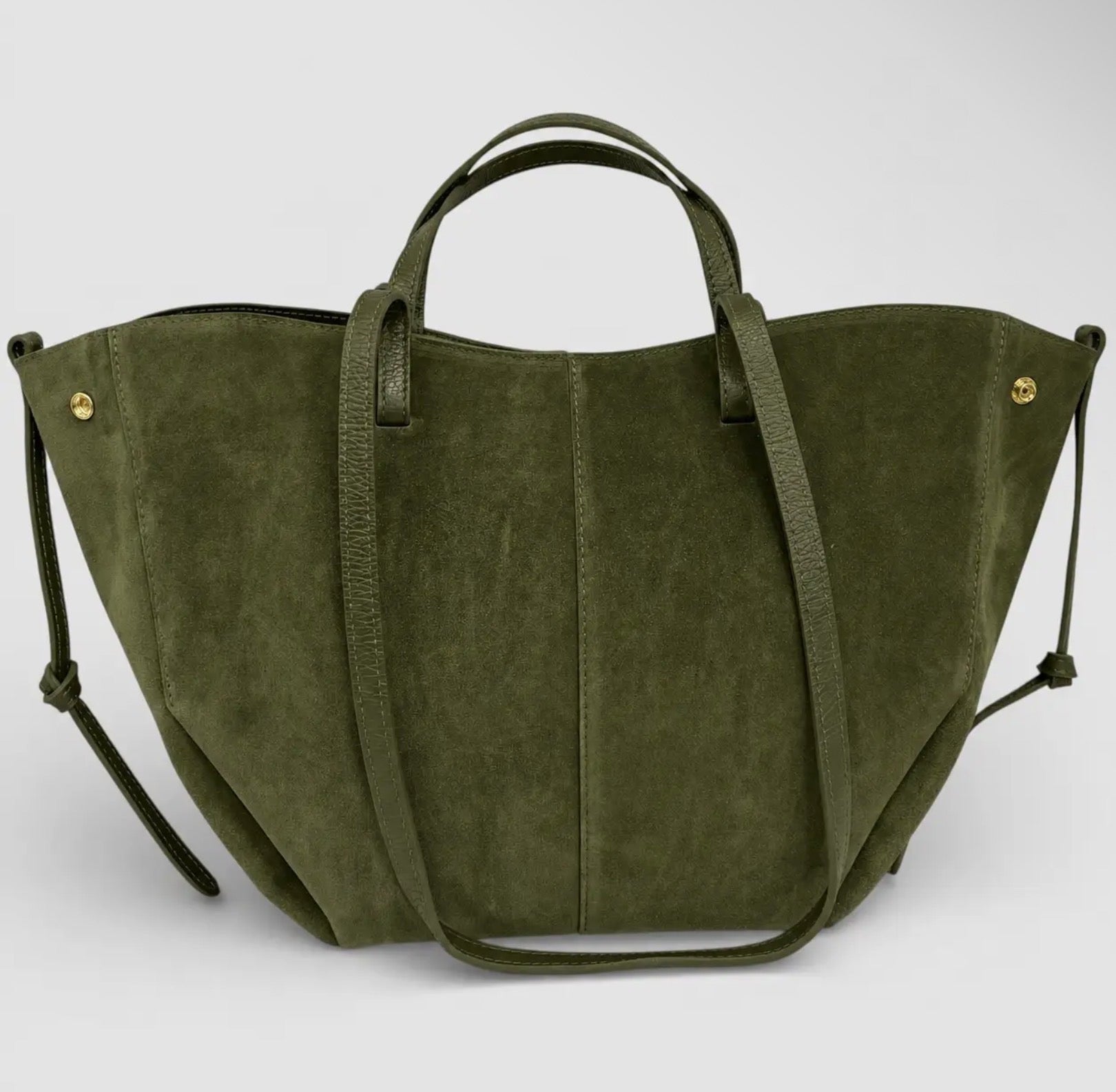 Genuine Italian Suede Leather Handbag - Olive - Blue Sky Fashions & Lingerie