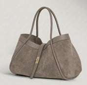 Genuine Italian Suede Leather Handbag - Taupe - Blue Sky Fashions & Lingerie