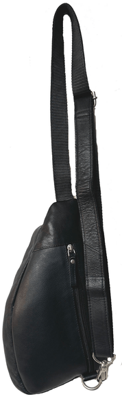 Genuine Leather Cowhide Cross Body Sling - black - Blue Sky Fashions & Lingerie