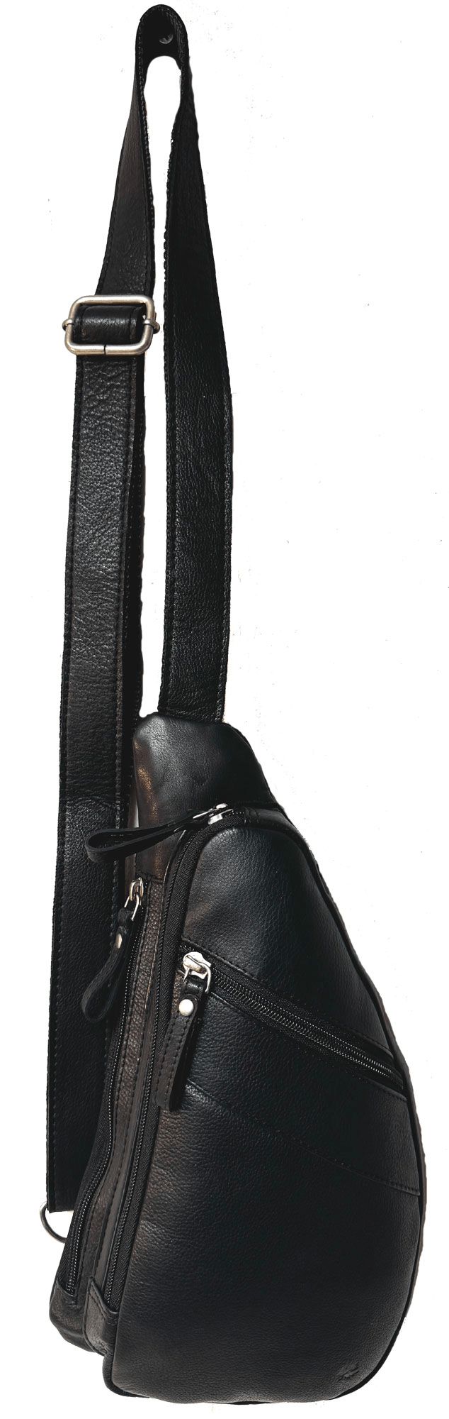 Genuine Leather Cowhide Cross Body Sling - black - Blue Sky Fashions & Lingerie