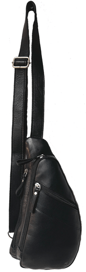Genuine Leather Cowhide Cross Body Sling - black - Blue Sky Fashions & Lingerie