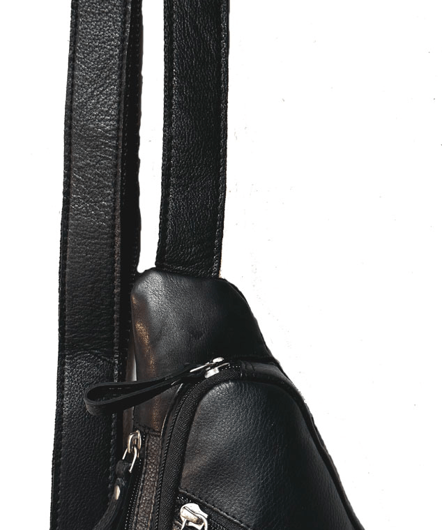 Genuine Leather Cowhide Cross Body Sling - black - Blue Sky Fashions & Lingerie