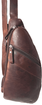 Genuine Leather Cowhide Cross Body Sling - Hunter Brown - Blue Sky Fashions & Lingerie