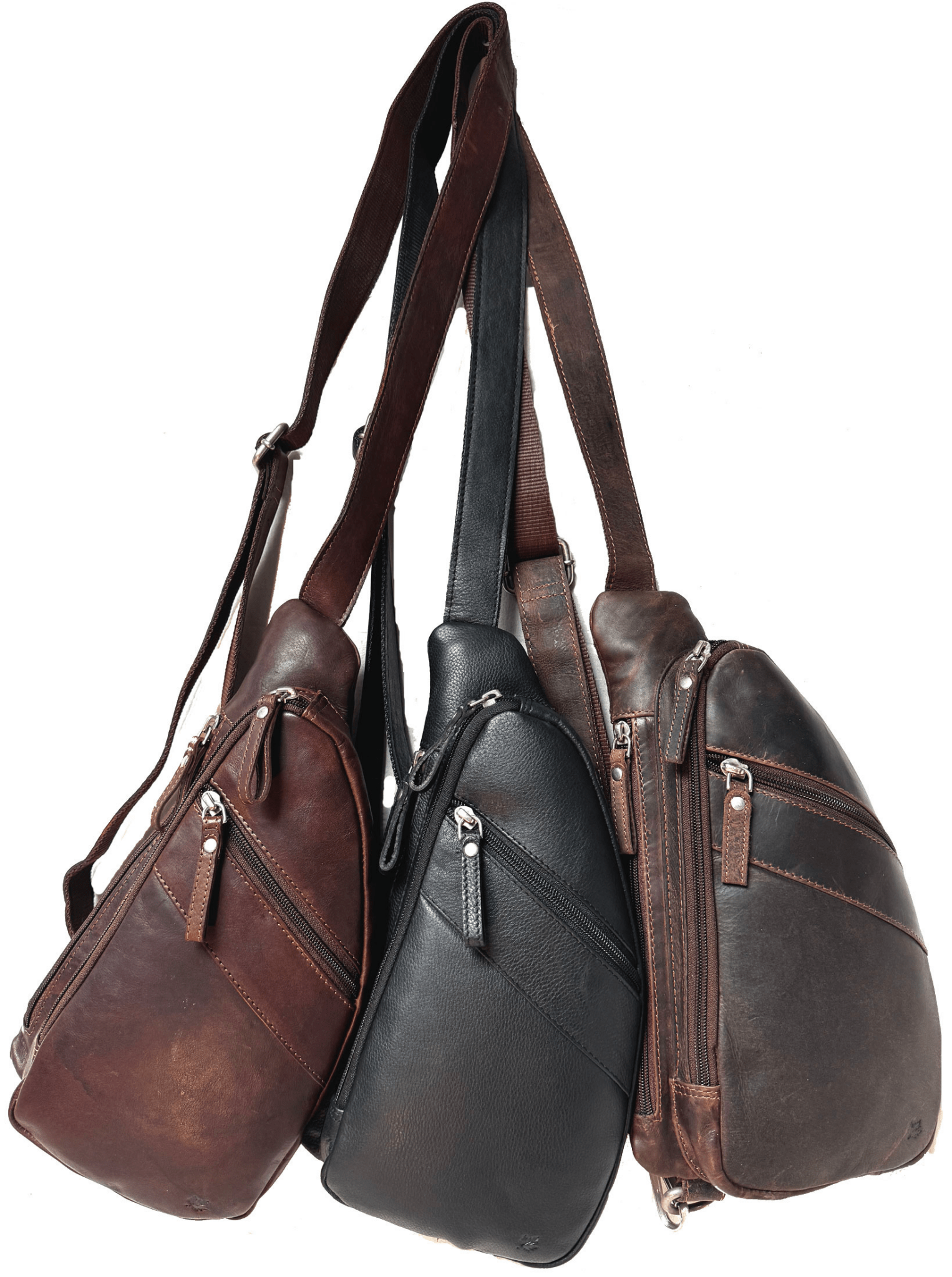 Genuine Leather Cowhide Cross Body Sling - Hunter Brown - Blue Sky Fashions & Lingerie