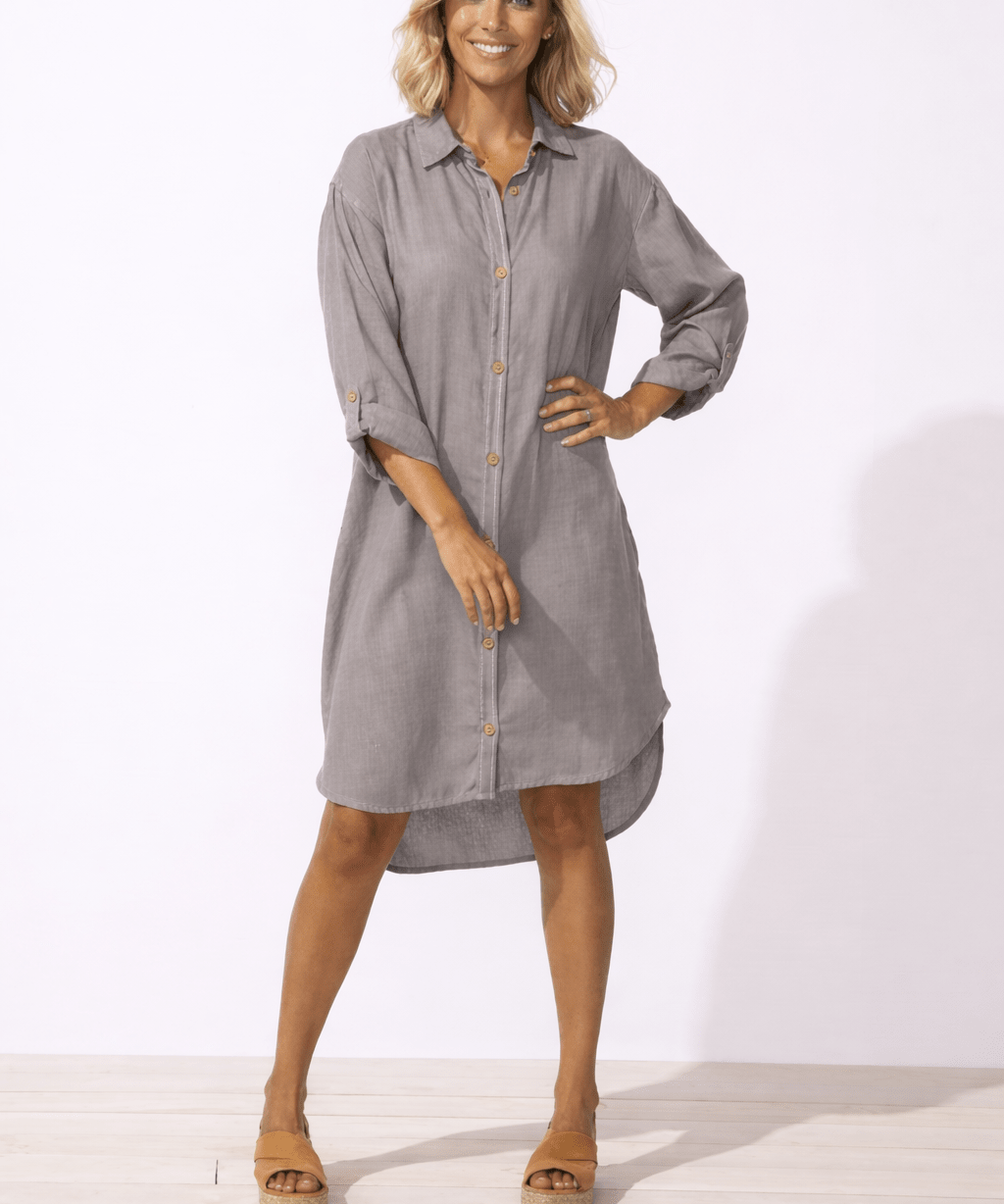 Getaway Shirt Dress - Fog - Blue Sky Fashions & Lingerie