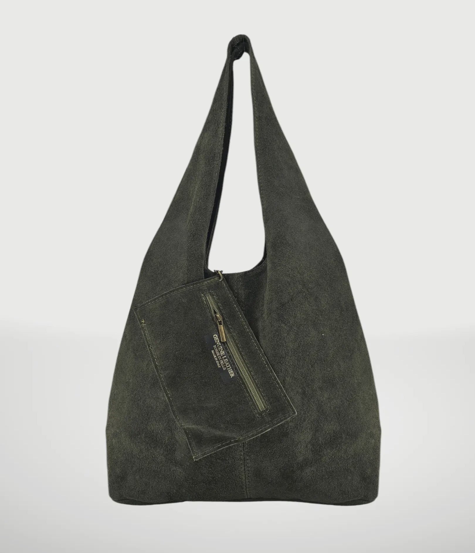Giannina Suede Leather Shoulder Bag - Military Green - Blue Sky Fashions & Lingerie