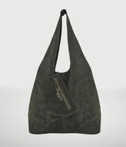 Giannina Suede Leather Shoulder Bag - Military Green - Blue Sky Fashions & Lingerie