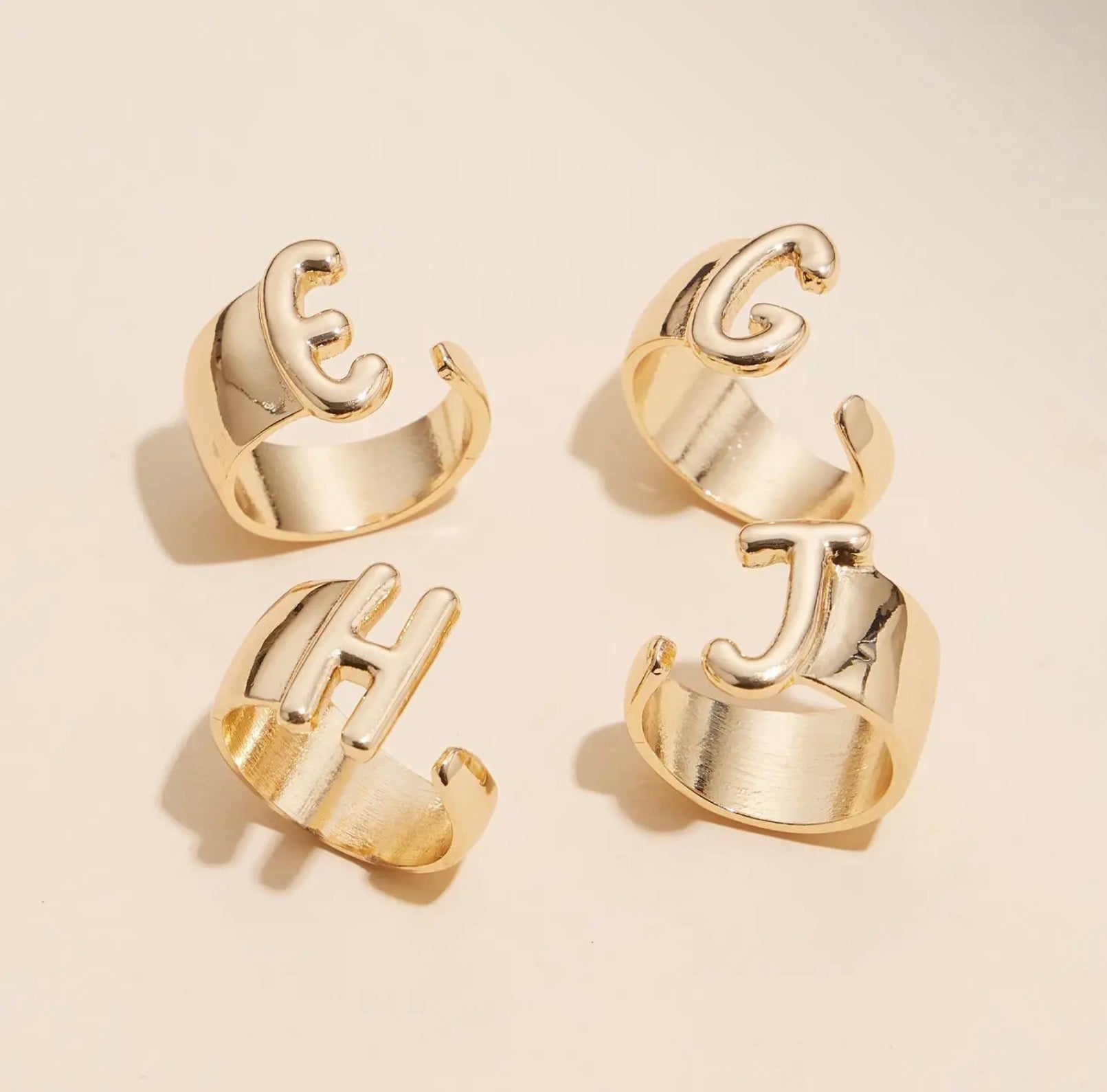 Gold Plated Adjustable Bubble Initial Ring - Blue Sky Fashions & Lingerie