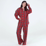 Golden Hour Long PJ Set In Love Song Plaid - Blue Sky Fashions & Lingerie