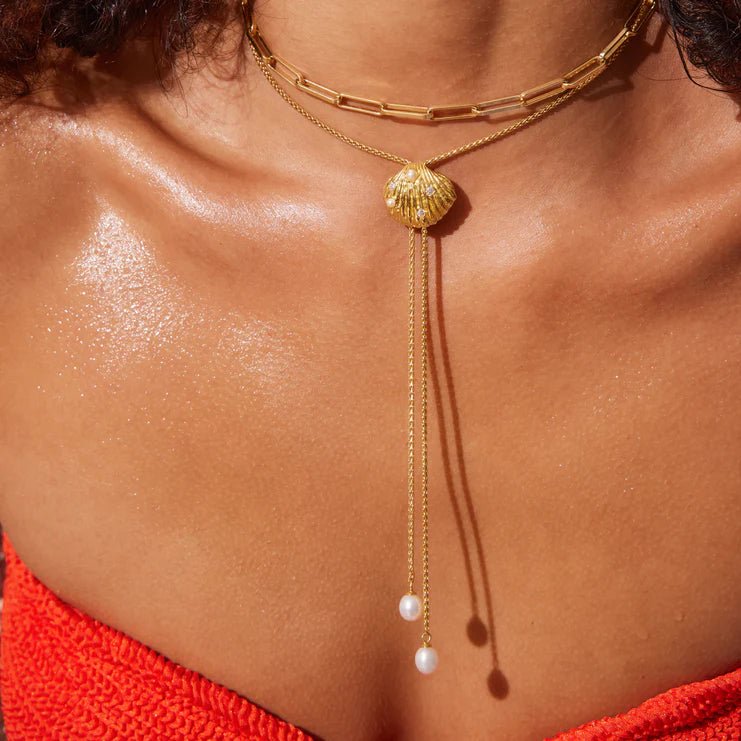 GOLDEN SHELL BOLO TIE NECKLACE - Blue Sky Fashions & Lingerie