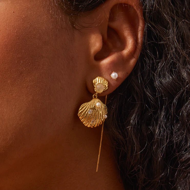 Golden Shell Drop Earrings - Blue Sky Fashions & Lingerie