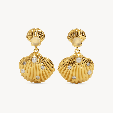 Golden Shell Drop Earrings - Blue Sky Fashions & Lingerie
