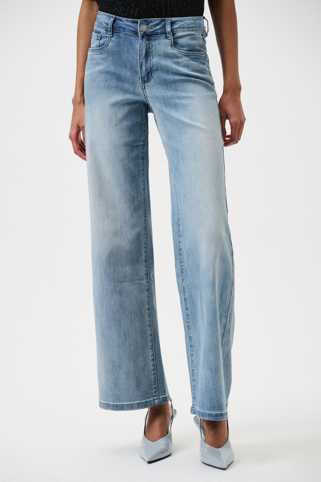 Goldie | Classic Wide - Leg Stretch Jeans by Joseph Ribkoff - light blue 251968 - Blue Sky Fashions & Lingerie