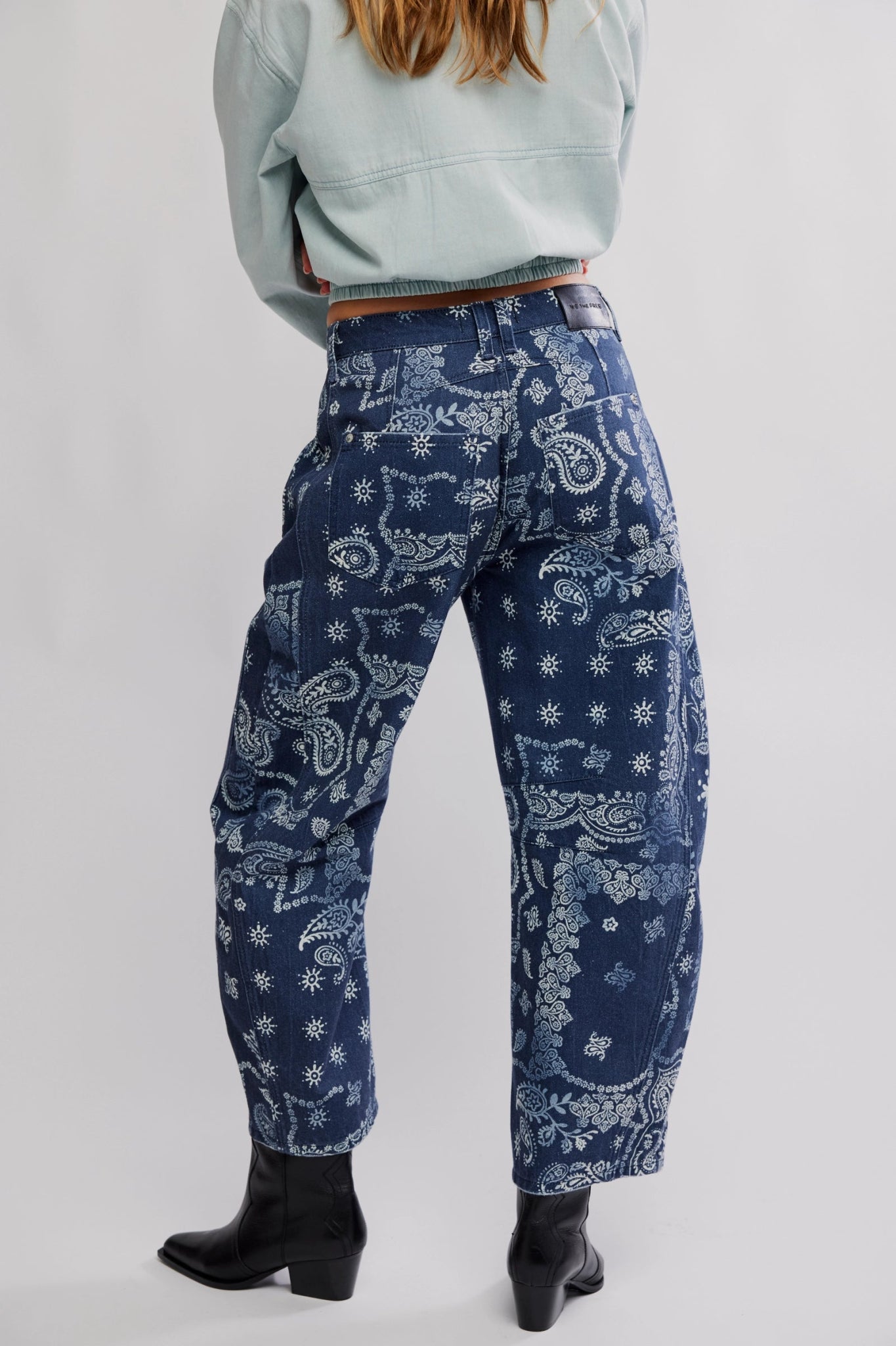 Good Luck Printed Barrel Jeans - navy bandana - Blue Sky Fashions & Lingerie