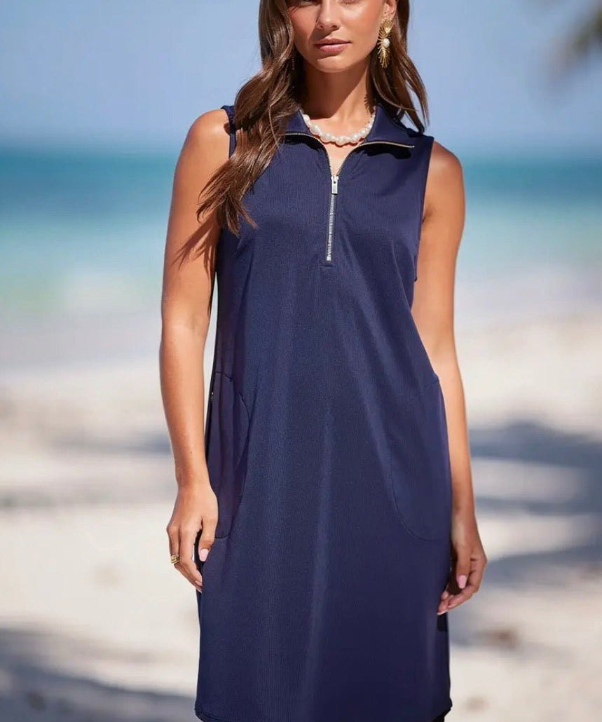 Habour Solid Everyday Sun-Cool Dress - Coastal Navy - Blue Sky Fashions & Lingerie