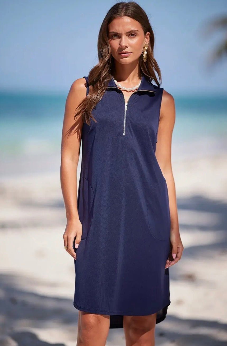 Habour Solid Everyday Sun-Cool Dress - Coastal Navy - Blue Sky Fashions & Lingerie