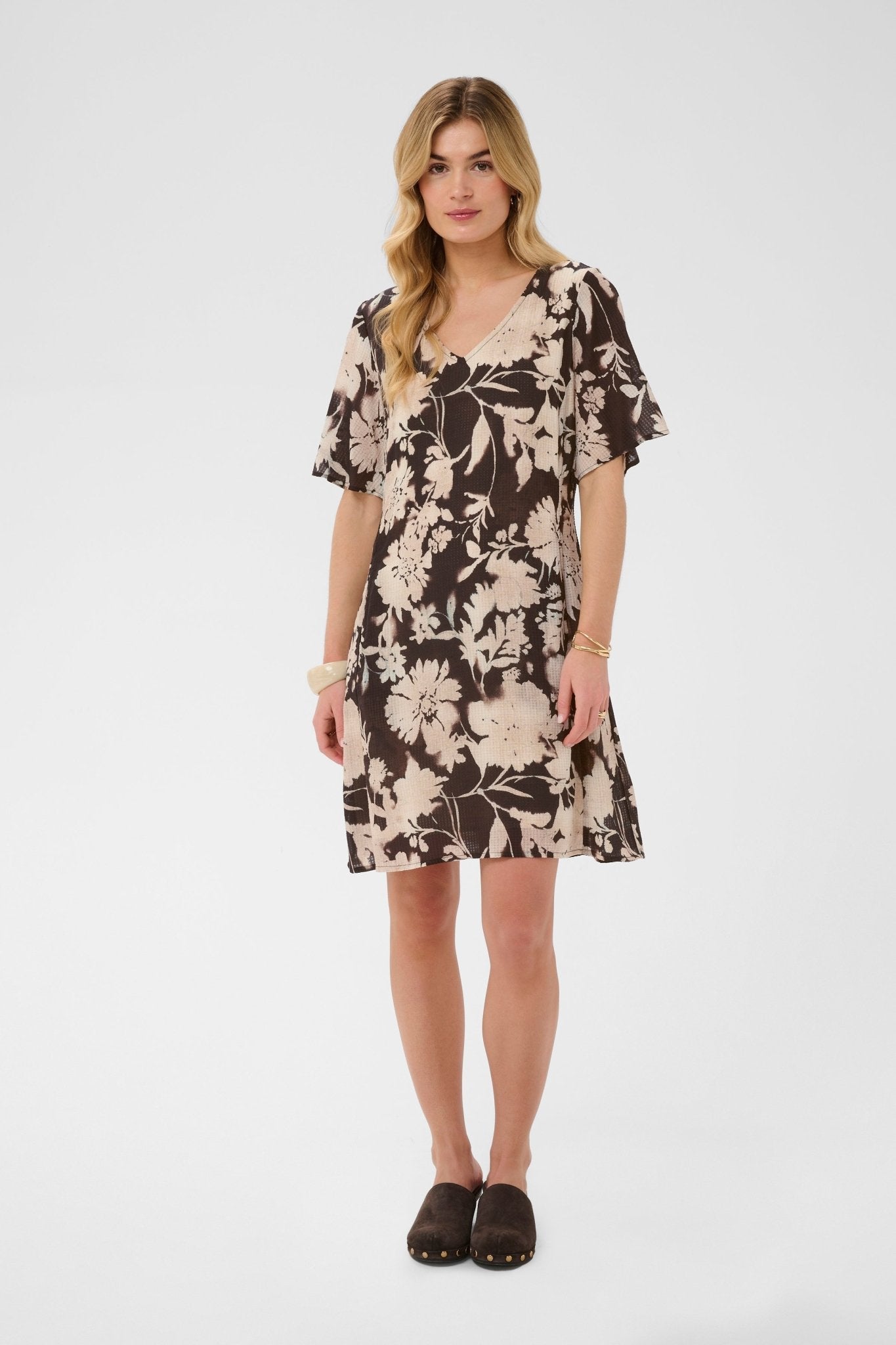 Hailey Short Dress by Cream - Dark Brown Floral - Blue Sky Fashions & Lingerie
