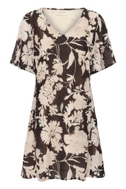 Hailey Short Dress by Cream - Dark Brown Floral - Blue Sky Fashions & Lingerie