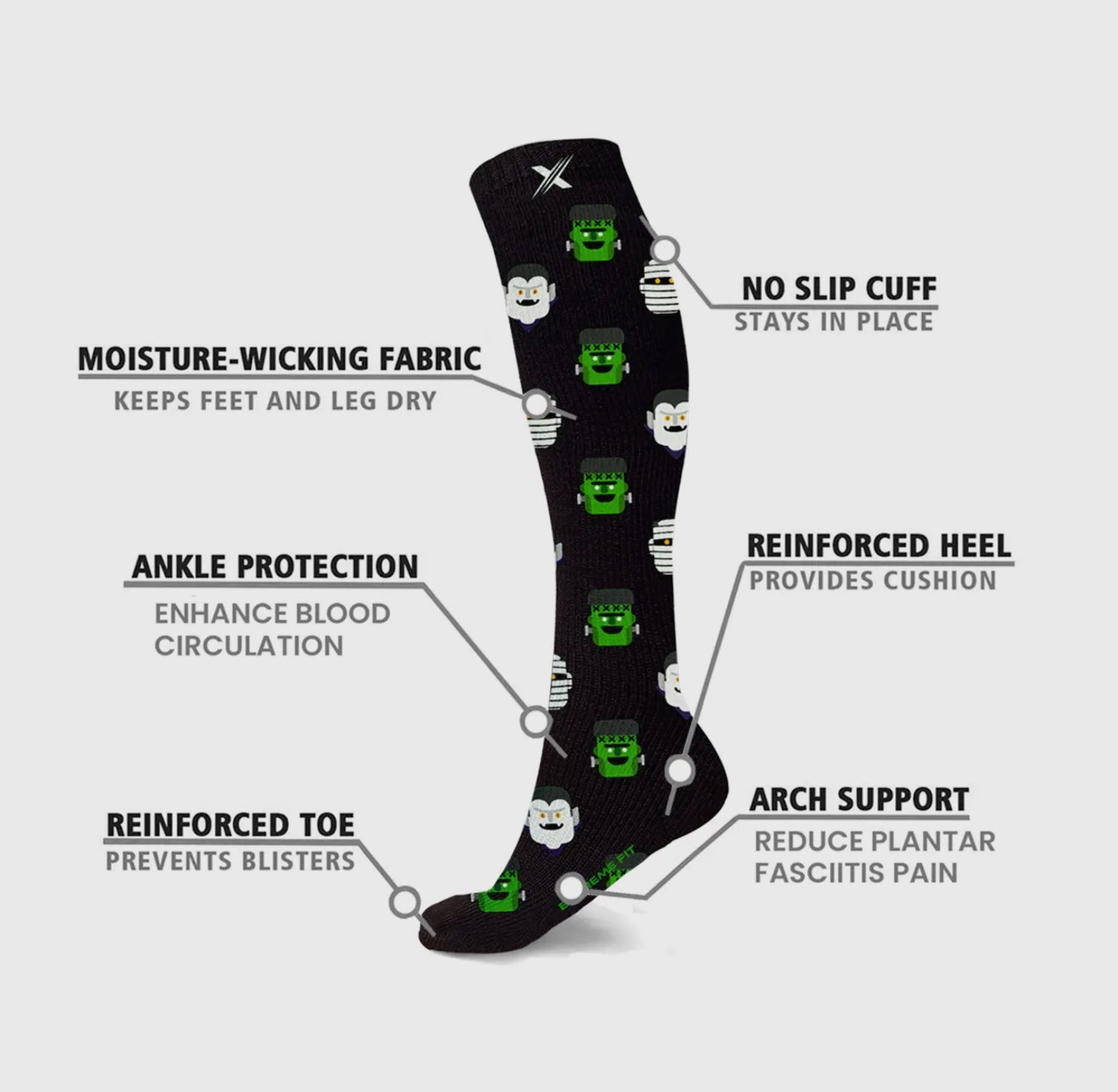 Halloween print knee high compression socks in size S/M - Blue Sky Fashions & Lingerie