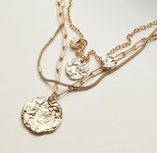 Hammered Disc Layered Necklace | Triple Chain Necklace - Blue Sky Fashions & Lingerie