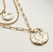 Hammered Disc Layered Necklace | Triple Chain Necklace - Blue Sky Fashions & Lingerie