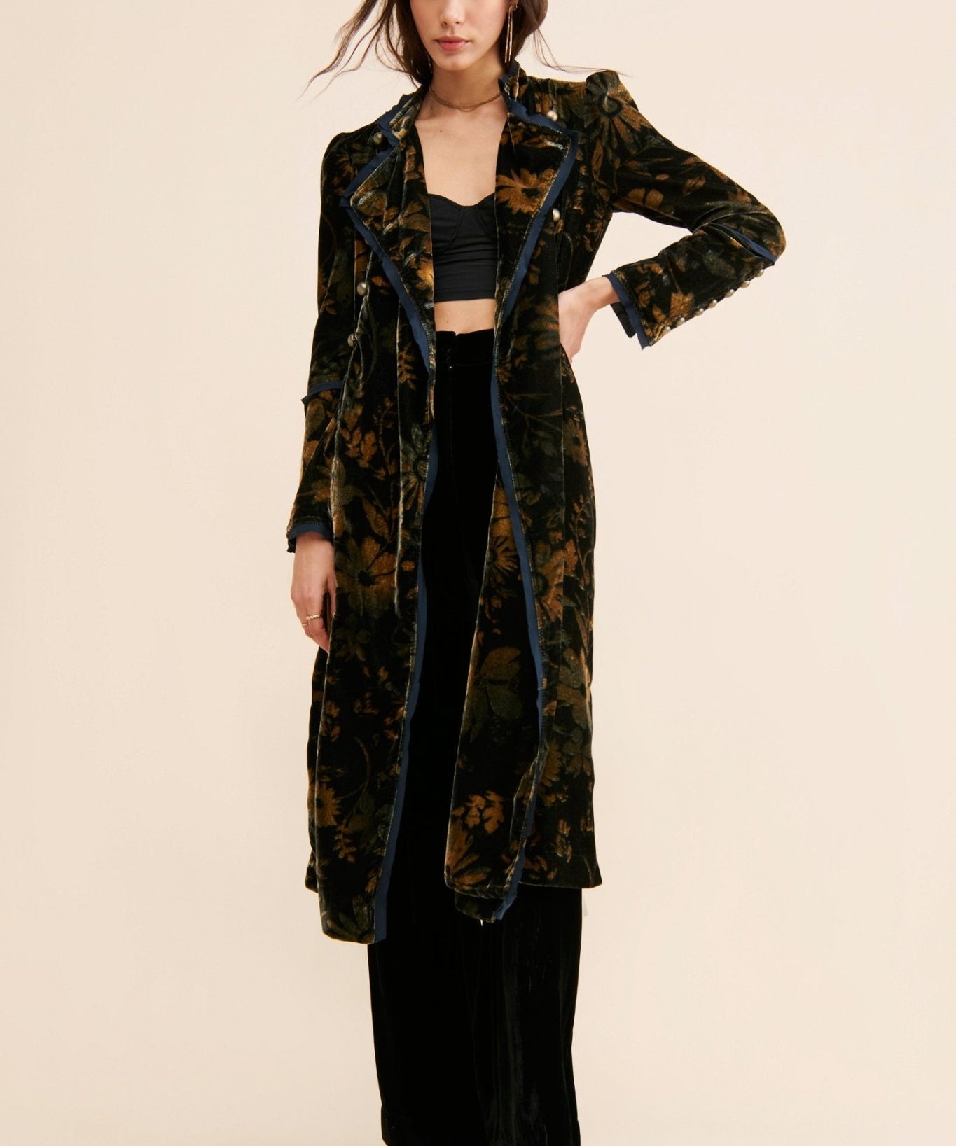 Hazel Velvet Duster - Black Multi - Blue Sky Fashions & Lingerie