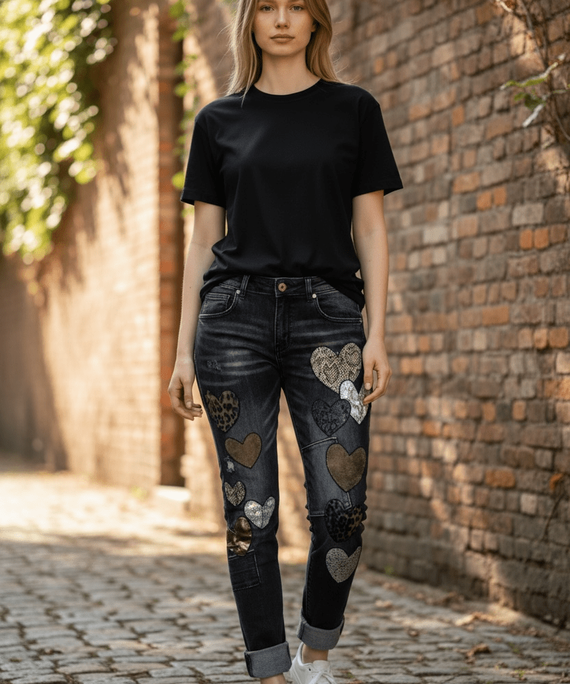 Heart Patch Jeans - Blue Sky Fashions & Lingerie