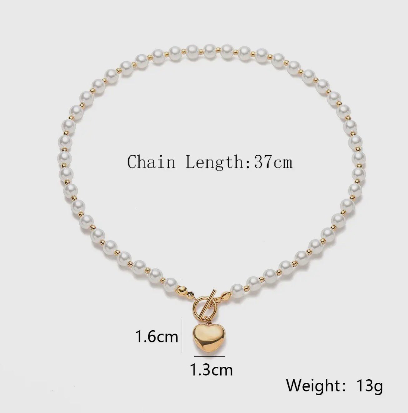 Heart Pendant with Pearl and Gold Chain Necklace - Blue Sky Fashions & Lingerie