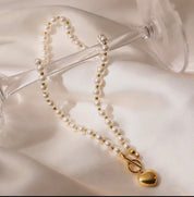 Heart Pendant with Pearl and Gold Chain Necklace - Blue Sky Fashions & Lingerie