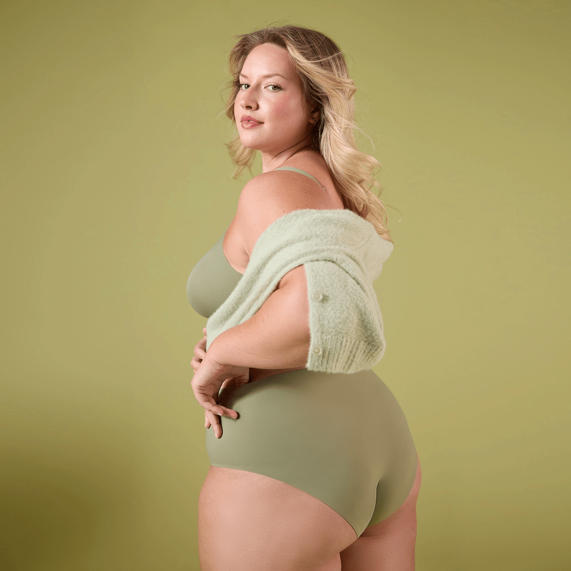 HIGH - WAISTED RETRO BIKINI - Matcha - Blue Sky Fashions & Lingerie