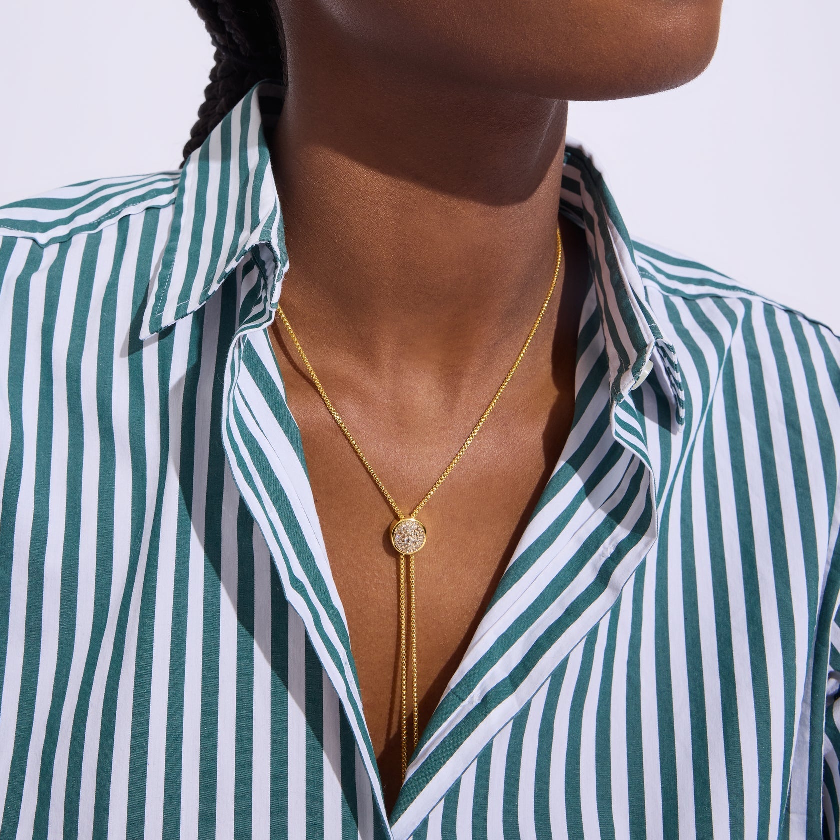 Hillberg & Berk SPARKLE BEZEL BOLO TIE NECKLACE - Soft Gold - Blue Sky Fashions & Lingerie